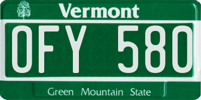 VT license plate OFY580