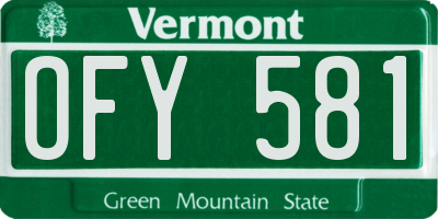 VT license plate OFY581