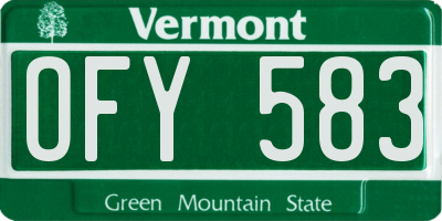 VT license plate OFY583