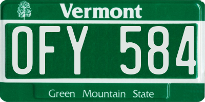 VT license plate OFY584
