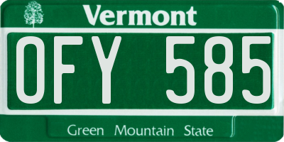 VT license plate OFY585
