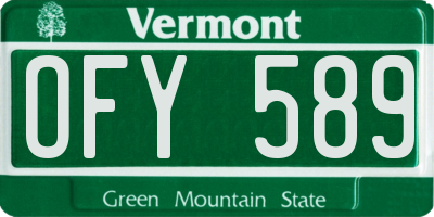 VT license plate OFY589