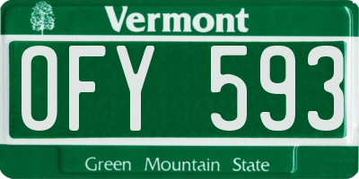 VT license plate OFY593