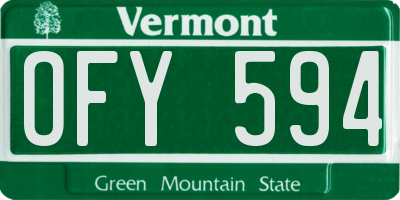 VT license plate OFY594