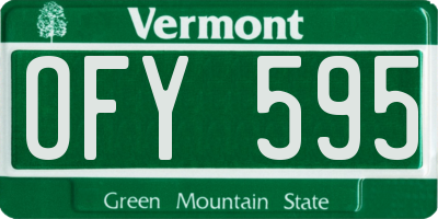 VT license plate OFY595