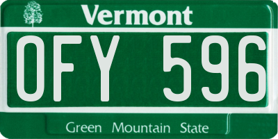 VT license plate OFY596