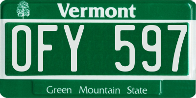 VT license plate OFY597