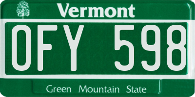 VT license plate OFY598