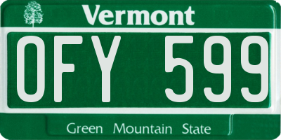 VT license plate OFY599