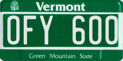 VT license plate OFY600