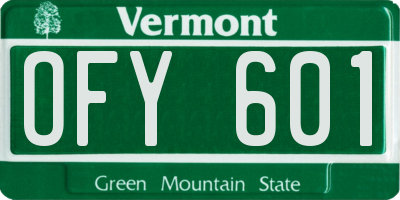 VT license plate OFY601