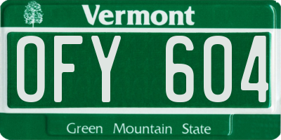 VT license plate OFY604