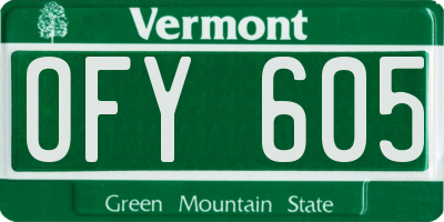 VT license plate OFY605