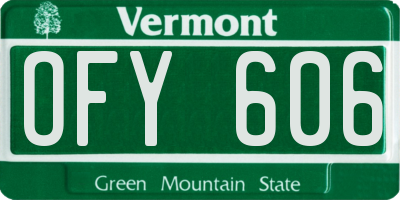 VT license plate OFY606
