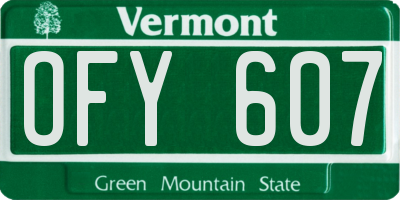 VT license plate OFY607