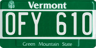 VT license plate OFY610