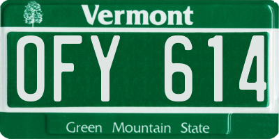 VT license plate OFY614