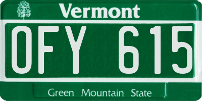 VT license plate OFY615