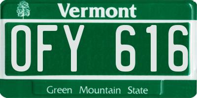 VT license plate OFY616