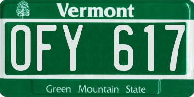 VT license plate OFY617