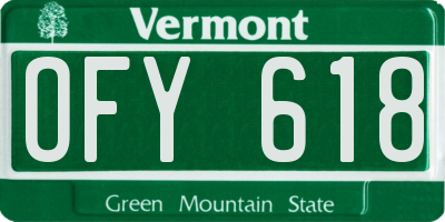 VT license plate OFY618
