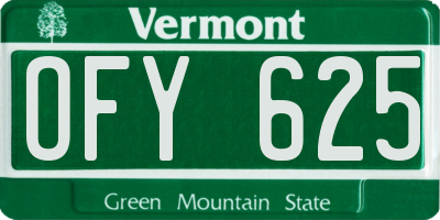 VT license plate OFY625