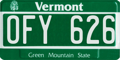 VT license plate OFY626