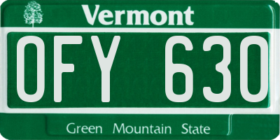 VT license plate OFY630