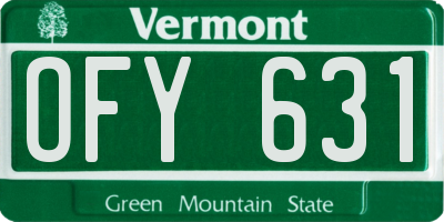 VT license plate OFY631