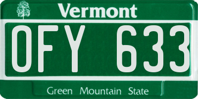 VT license plate OFY633