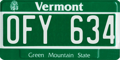VT license plate OFY634