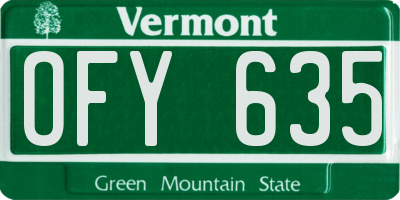 VT license plate OFY635