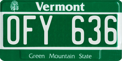 VT license plate OFY636