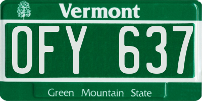 VT license plate OFY637