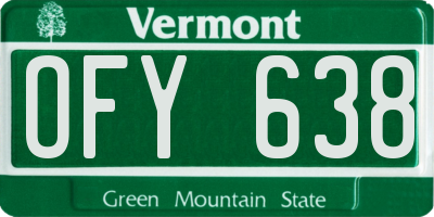 VT license plate OFY638