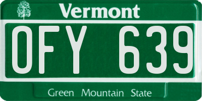 VT license plate OFY639