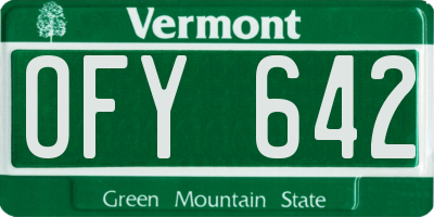 VT license plate OFY642