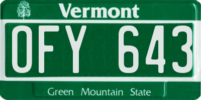 VT license plate OFY643