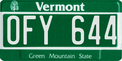 VT license plate OFY644