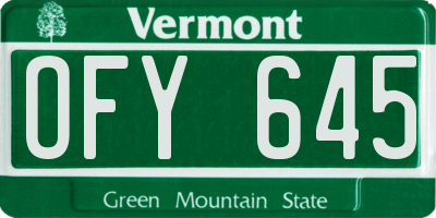 VT license plate OFY645