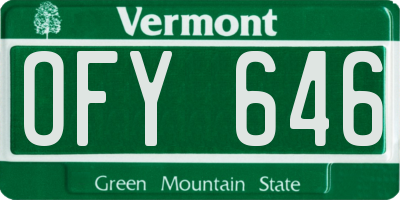 VT license plate OFY646