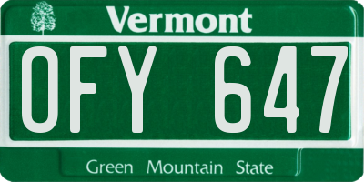 VT license plate OFY647