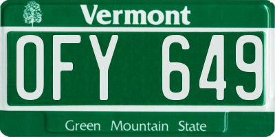 VT license plate OFY649