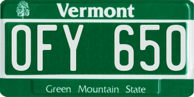 VT license plate OFY650