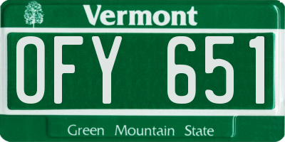 VT license plate OFY651