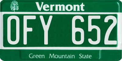 VT license plate OFY652