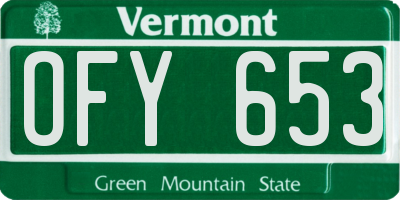 VT license plate OFY653