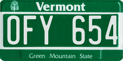 VT license plate OFY654