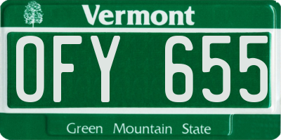 VT license plate OFY655
