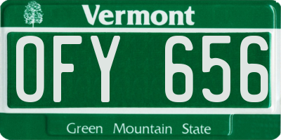 VT license plate OFY656